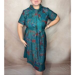 Vintage 80s does 50s Dress Plus Size XL Mod MCM Geometric